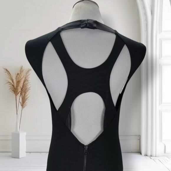 Alice + Olivia Black Backless Cutout Mini Dress Stretch Jersey Size 6 - Picture 8 of 13